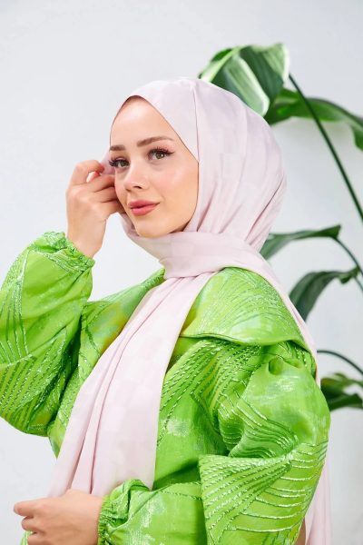 İpekhan Dama Desen İpeksi Jakar Şal Pudra