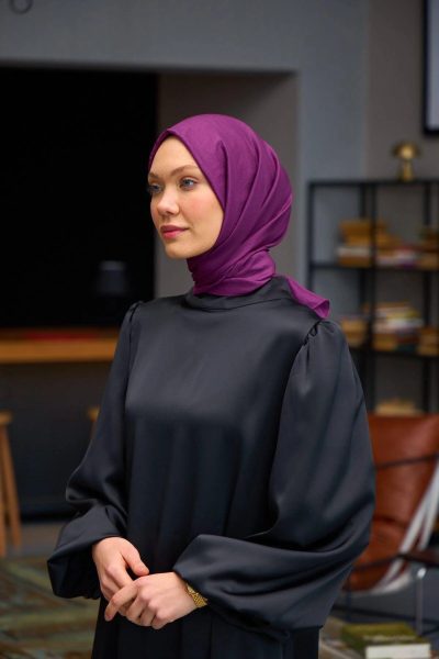 İpekhan Vual İpek Şal Düz Renk Mürdüm