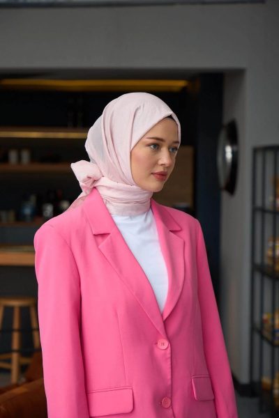 İpekhan Vual İpek Şal Düz Renk Pudra