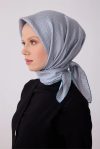 Belli Mavi Monogram Desen %100 Twill İpek Eşarp 4321D 81