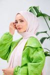 İpekhan Dama Desen İpeksi Jakar Şal Pudra