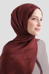 Armine Lyocell Naia Zikzak Desen Şal 1 Bordo 32